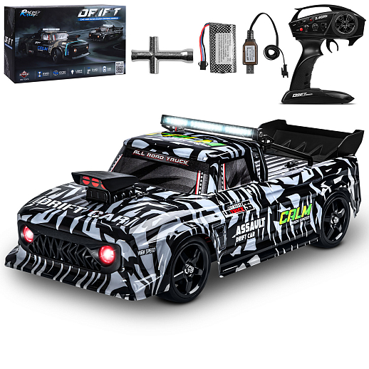 Р/У машина для дрифта, М1:12, 2.4GHz, 4WD, свет, запасн.колеса, цвет серебристный с черн.принтом, с аккум, в/к 38,8*24,1*17,3см в Джамбо Тойз