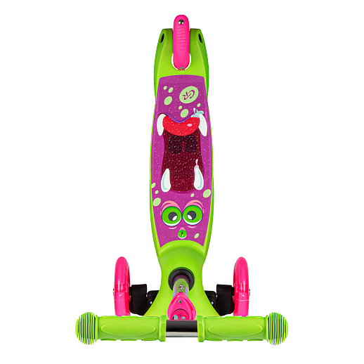 Трехколесный самокат "CITYRIDE" в/п, телескопический руль металл, колеса PU 120/76 со светодиодами, Abec-5, размер 53х23х70 см, до 35 кг, от 3 лет, зеленый в Джамбо Тойз #3