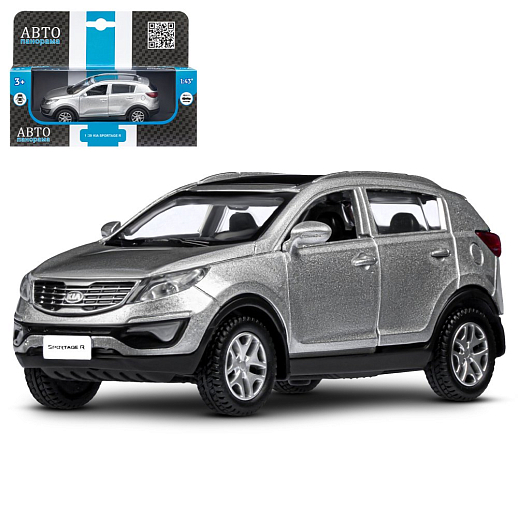ТМ "Автопанорама" Машинка металлическая 1:39 KIA SPORTAGE R, серебряный, откр. двери, инерция, 17,5*12,5*6,5 см в Джамбо Тойз