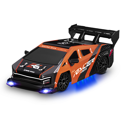 Р/у машина для дрифта 1:24,свет фар,подсветка днища,2 скорости,сменные шины 4шт,конусы 4шт, цвет оранжевый,в белой кор. 22*12,5*10,3см в Джамбо Тойз #6