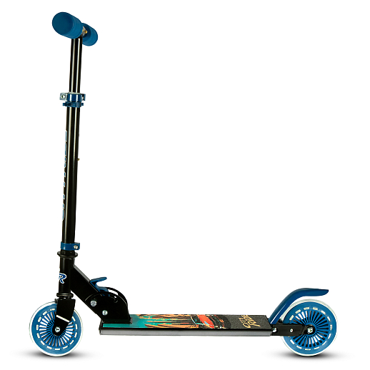 2хкол. самокат CITYRIDE HW 120MM, 100% сталь, мягкие грипсы 95мм, колеса PVC 120/120 мм, черный - синий в Джамбо Тойз #7