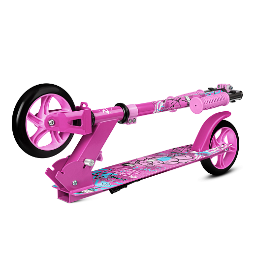 Самокат из 100% стали с полиуретановым колесом диаметром 145 мм, подшипником ABEC-7 грипсы TPR   Размер изделия: 76 * 32 * 96 см Упаковка: 1 шт / коробка, 23*12*68.5 см размер деки:: 51X12 см, розовый в Джамбо Тойз #4