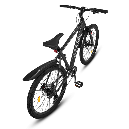 Велосипед CITYRIDE 26", модель CR-B2-SH03, рама сталь, обода двойные алюминий, трансмиссия 1*9 ск, амортизационная вилка, дисковые мех. тормоза, цвет серый в Джамбо Тойз #2