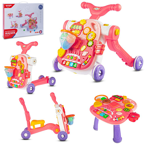 Ходунки 6 в 1: игровой столик,каталка с ручкой/без, со свет.и звук эффект., в/к 46,5*15*37 см в Джамбо Тойз