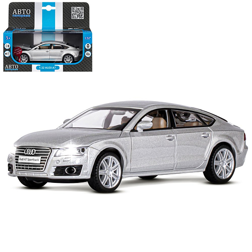 ТМ "Автопанорама" Машинка металлическая 1:32 Audi A7, серебряный, свет, звук, откр. двери, капот и багажник, инерция, в/к 17,5*13,5*9 см в Джамбо Тойз