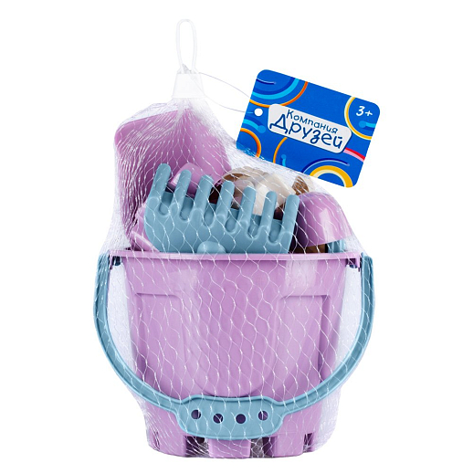 ТМ "Компания Друзей" Песочный набор №93  бледный розовый (в комп. ведро 1,2 л, лопатка 20см, грабли , в Джамбо Тойз #2