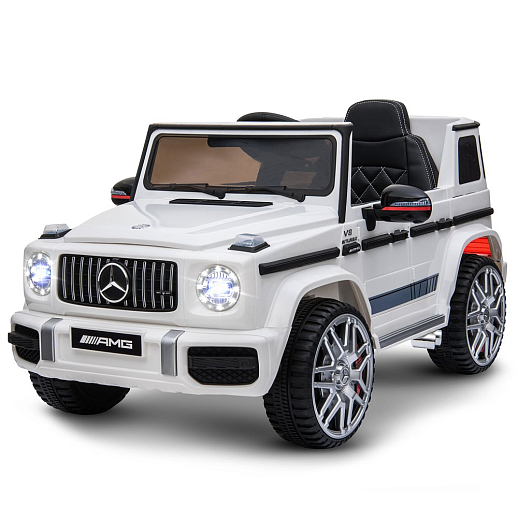 Электромобиль Mercedes Benz AMG на аккум.,12V/4.5AH*1, 380*2, Р/У 2.4GHz, свет, звук, сиденье эко-кожа, колеса EVA,откр.двери,индик.зарядки, MP3, плавн.старт, в/к 105*55*33см. Цвет - белый. в Джамбо Тойз #10