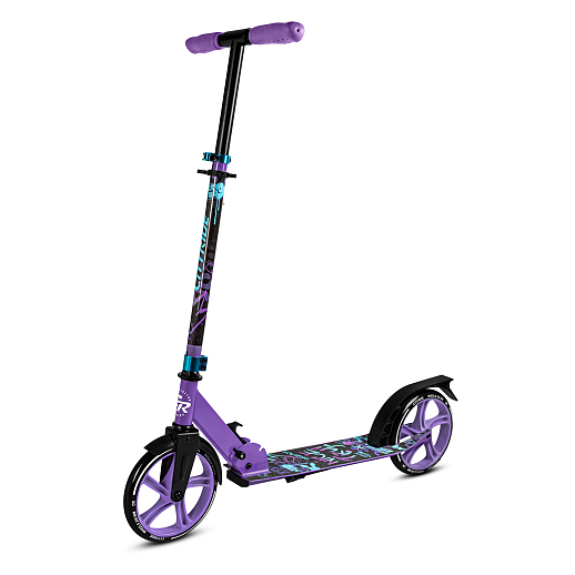 2хкол. самокат CITYRIDE 200, сталь 100%, грипсы 135мм TPR, колеса PU 200/200 мм. Фиолетовый в Джамбо Тойз #2