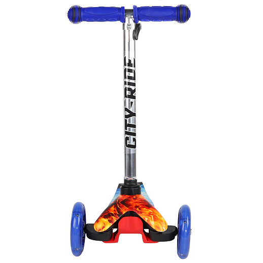 Самокат трехколесный CITY-RIDE (пакет). Руль телеск.: алюминий с резин.рукояткой. Дека: PP+нейлон гидрографика, размеры 51*11 см. Колеса: 110/76 PU со светом. Максимальная нагрузка: 35кг. Возраст: от 3 лет. Подшипник: Аbec-5 в Джамбо Тойз #5