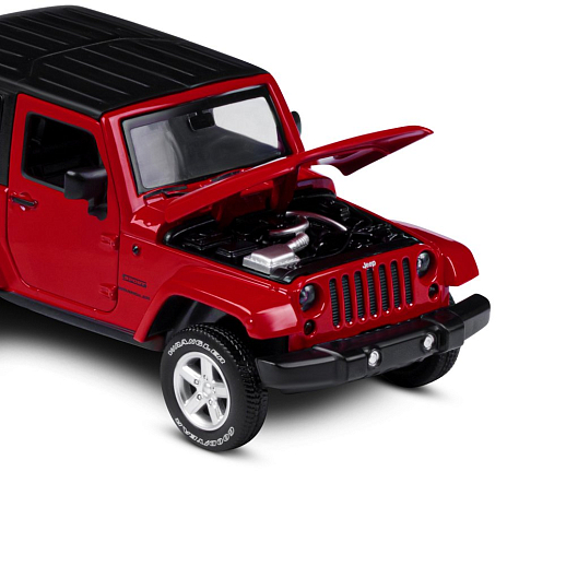 ТМ "Автопанорама" Машинка металлическая 1:32 Jeep Wrangler, красный, откр. Двери и капот, свет, звук, инерция, в/к 17,5*13,5*6,5 см в Джамбо Тойз #18