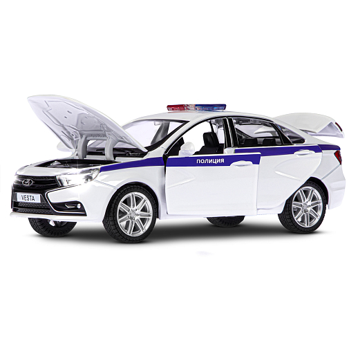 Машинка металлическая Автопанорама, инерционная, коллекционная модель LADA VESTA "Полиция" седан, масштаб 1:24, свет, звук, открываются 4 двери, капот, багажник, белый, в/к 24,5*12,5*10,5 см в Джамбо Тойз #6