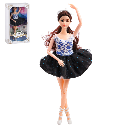 Кукла "Балерина", с шарнирными руками и ногами в синем платье, в/к 17*8*32,5 см в Джамбо Тойз