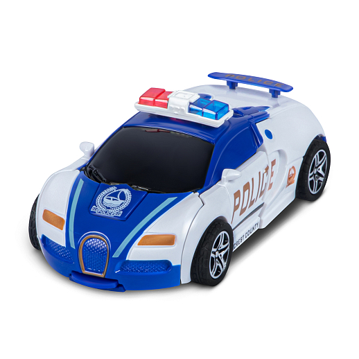 Машинка 13см полиция фрикционная, одной кнопкой трансформируется в робота, бело-синяя, в/к 13,5*6,5*5,5 см в Джамбо Тойз #2