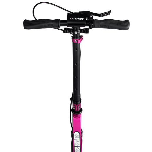 2хкол. самокат CITYRIDE 200MM disk, ал. 100%. Аморт. передний/задний. Колеса PU 200/200 мм. Подшипники: Abec-9. Грипсы: резина. Хомуты анод., замок на руле. Ручной дисковый задний тормоз. Розовый в Джамбо Тойз #8