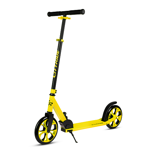 Двухколесный самокат CITYRIDE 200, ал. 50/50%, t-bar сталь, грипсы 135мм TPR, колеса PU 200/200, 86A, подножка, abec 9 в Джамбо Тойз #9