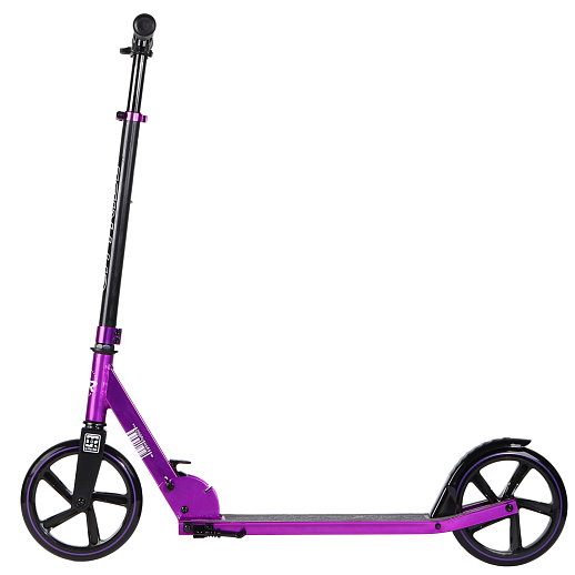 Двухколесный самокат CITYRIDE 200, ал. 50/50%, t-bar сталь, грипсы 135мм TPR, колеса PU 200/200, 86A, подножка, abec 9,  цвет Фиолетовый в Джамбо Тойз #4