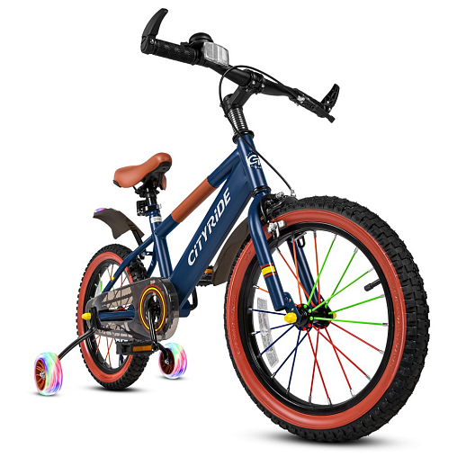Велосипед двухколёсный CITYRIDE, модель CR-B2-07F52, колеса 16", рама сталь, колеса сталь, балансирные колеса со светом, маячок в заднем крыле, цвет синий в Джамбо Тойз #10