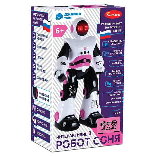 ТМ "Smart Baby" Интерактивный робот Соня, реагирует на жесты, радиоуправляемый, функция программирования, обучения, движения, танцы, считалки, в/к 33x23x10,5 см в Джамбо Тойз #9