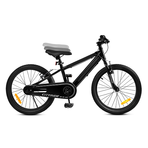 Велосипед двухколесный CITYRIDE, модель CR-B2-10FU, рама сталь, колеса алюминий 20", v-brake тормоза, встроенная в раму подсветка, подножка, цвет чёрный в Джамбо Тойз #5