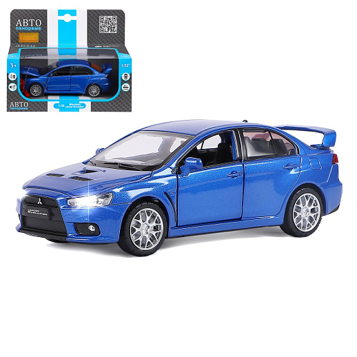 ТМ "Автопанорама" Машинка металлическая 1:32 Mitsubishi Lancer Evolution, синий, откр. двери, капот и багажник, свет, звук, инерция, в/к 17,5*12,5*6,5 см в Джамбо Тойз #6