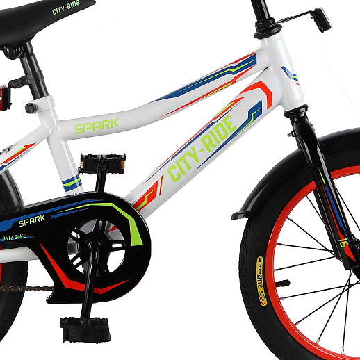 Детский велосипед City-Ride Spark , рама сталь , диск 16 сталь , крылья пластик, страх.колеса, цвет Белый в Джамбо Тойз #3