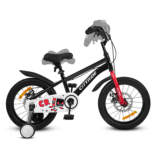 Велосипед двухколёсный CITYRIDE, модель CR-B2-07B, колеса 16", рама сталь, дисковые мех. тормоза, обода сталь, балансирные колёса, цвет черный в Джамбо Тойз #10