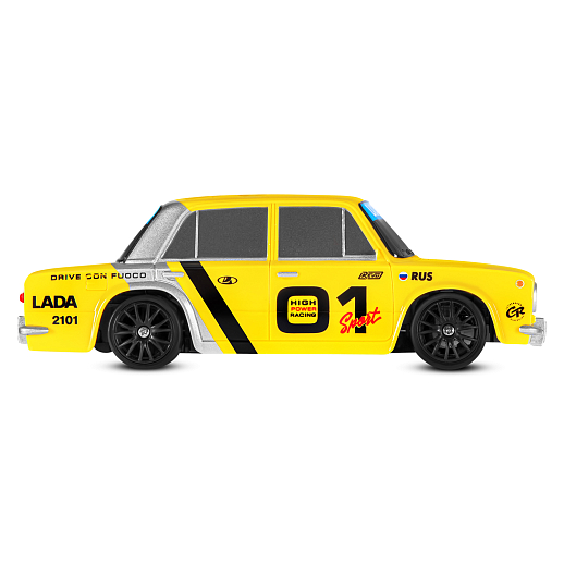 AUTODRIVE Р/У Машина для дрифта LADA 2101,М1:24,2.4GHz,4WD,свет фар,4 доп.колеса,конусы,с аккум.,цв. желтый/серебро/черн.,в/к 20,5*13*13см в Джамбо Тойз #6