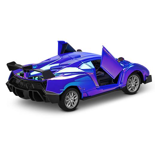 Р/У машинка 1:24,5 каналов,двери откр. с пульта,свет,цвет синий бензин,в/к 30,3х7,7х12см в Джамбо Тойз #4