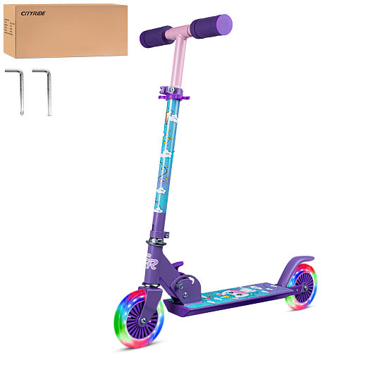 2хкол. самокат CITYRIDE HW 120, ал. 50/50% , t-bar алюм, дека сталь, грипсы 95мм TPR, колеса PVC со светом  120/120 мм в Джамбо Тойз