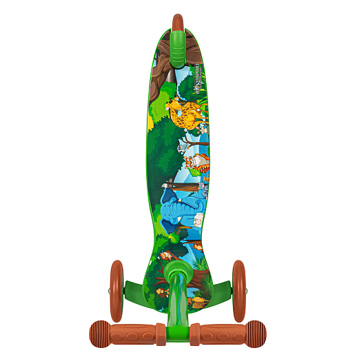 Трехколесный самокат  Материал: полипропилен + сталь, Размер изделия: 60x27x63см,Размер деки: 12,5 см Переднее колесо: 120x23 мм из пвх, заднее колесо: 97x23 мм из пвх Подшипник: ABEC-7 Максимальная нагрузка: 50 кг, зеленый в Джамбо Тойз #6