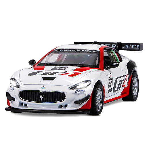 ТМ "Автопанорама" Машинка металл., 1:32 Maserati Gran Turismo MC GT4, белый, инерция, свет, звук, откр. двери, в/к 17,5*13,5*9 см в Джамбо Тойз #3
