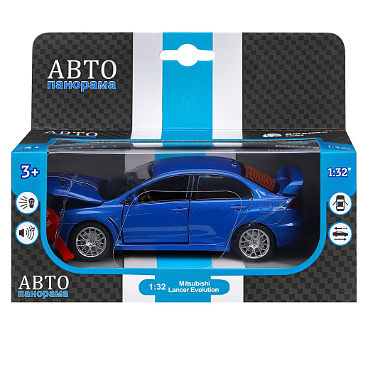 ТМ "Автопанорама" Машинка металлическая 1:32 Mitsubishi Lancer Evolution, синий, откр. двери, капот и багажник, свет, звук, инерция, в/к 17,5*12,5*6,5 см в Джамбо Тойз #21
