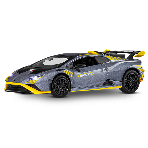 ТМ "Автопанорама" Машинка металлическая, 1:32 Lamborghini STO, серый глянец, откр. двери и багажник, свет, звук, инерция, в/к 17,5*12,5*6,5 см в Джамбо Тойз #3