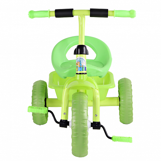 Детский трехколесный велосипед "Чижик" на пластиковых колесах 10/8. Корзинка сзади. Цвет зеленый в Джамбо Тойз #4