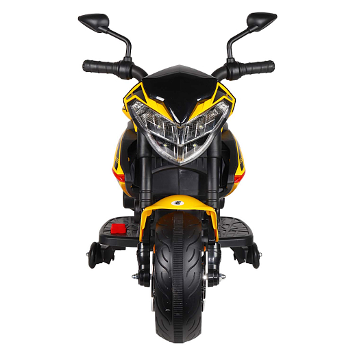 Мотоцикл двухколесный на аккум.2*6V4Ah. USB, MP3, колеса пластик, 2 двигателя*390W, свет LED.  Размер мотоцикла 116*57*77см вес мотоцикла 14кг. Цвет желтый в Джамбо Тойз #5