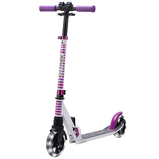 Двухколесный самокат CITY-RIDE TEMPO 145mm сталь/ал. Складной. Tbar lock. Колеса PU 145/145 MM со светом LED. Подшипники: Abec-7. Грипсы: резина. Передник амортизатор. в Джамбо Тойз