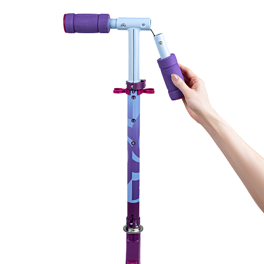 Двухкол. самокат CITYRIDE, ал. 50/50% , t-bar алюм, дека сталь, грипсы 95мм TPR, колеса PVC 120/120 мм, фиолетовый с принтом в Джамбо Тойз #11