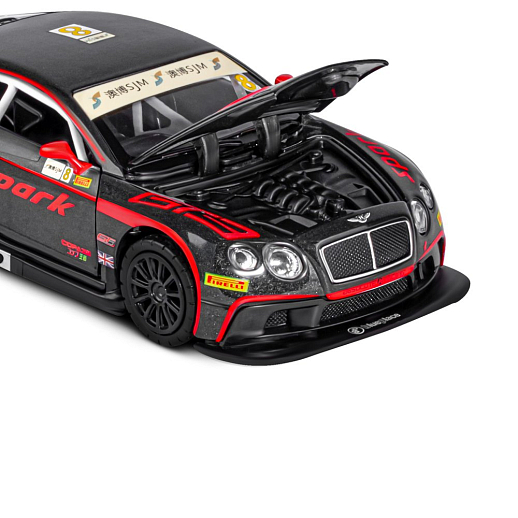 ТМ "Автопанорама" Машинка металлическая 1:32 Bentley Continental GT3, черный, свет, звук, откр. двери и капот, инерция, в/к 17,5*13,5*9 см в Джамбо Тойз #19