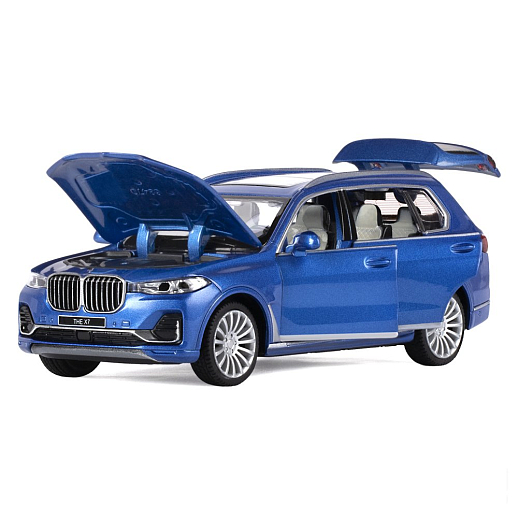 ТМ "Автопанорама" Машинка металлическая 1:32 BMW X7, синий, свет, звук, откр. четыре двери, капот и багажник, инерция, в/к 17,5*13,5*9 см в Джамбо Тойз #7