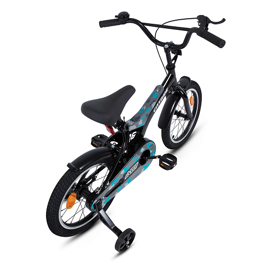 Детский велосипед "Cityride REVO" -рама сталь, кожух цепи 100%, диски алюм. 16, втулки сталь,  покрышки 2,125, страх. колеса, руль сталь. штем сталь, задние ножные тормоза, передний V-brake , звоночек, крылья пластик, отражатели пер/зад на спицах. в Джамбо Тойз #4