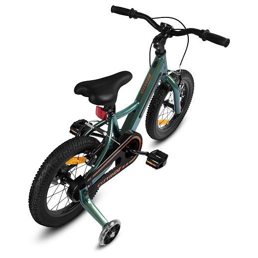 Велосипед двухколесный CITYRIDE, модель CR-B2-11FU, рама сталь, колеса алюминий 14", v-brake тормоза, встроенная в раму подсветка, балансирные колёса, цвет зеленый в Джамбо Тойз #7