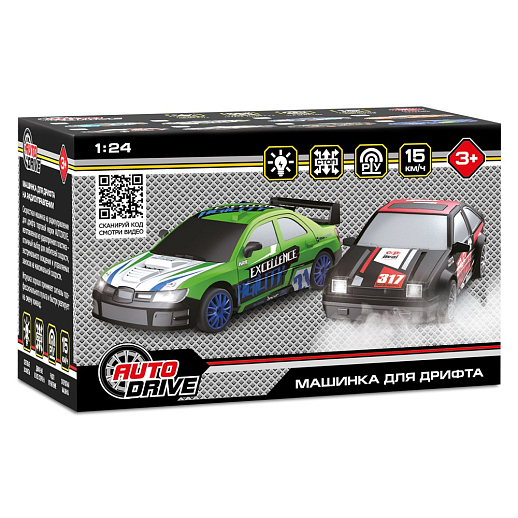 Машинка скоростная для дрифта на радиоуправлении AUTODRIVE, 1:24 2.4G, 4WD, 4 канала: вперед/назад, повороты, сменные шины, свет, с зарядкой, цвет синий, в/к 24,1х10,3х23,7 см в Джамбо Тойз #14