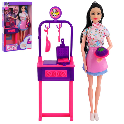 Игровой набор "Шеф-повар", в комплекте кукла с шарнирными руками, мебель, аксессуары, в/к 20*5,6*32,5 см в Джамбо Тойз