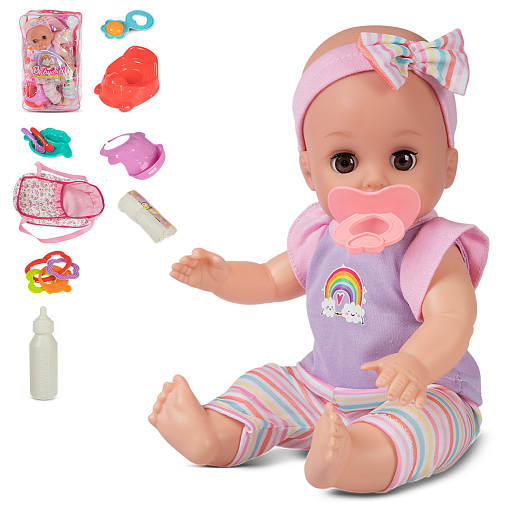 ТМ "Amore Bello" Пупс 14 см, русский язык, Шаинский, пьет и писает: набор с люлькой, фиолетовый, в/п в Джамбо Тойз