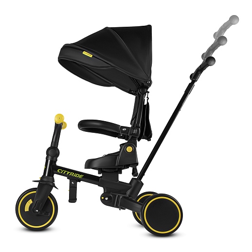 Детский трехколесный велосипед "CITYRIDE". Рама алюминий, может трансформироваться, подножки, колеса 8/7 EVA, капюшон, род. ручка,  персиковый в Джамбо Тойз #19