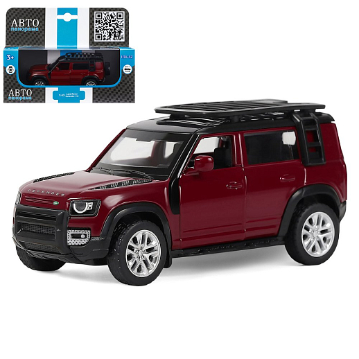 ТМ "Автопанорама" Машинка металлическая 1:43 2020 Land Rover Defender 110, красный, откр. двери, инерция, в/к 17,5*12,5*6,5 см в Джамбо Тойз