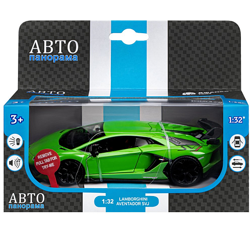 ТМ "Автопанорама" Машинка металлическая 1:32 Lamborghini SVJ, зеленый, откр. двери и багажник, свет, звук, инерция,  в/к 17,5*12,5*6,5 см в Джамбо Тойз #19