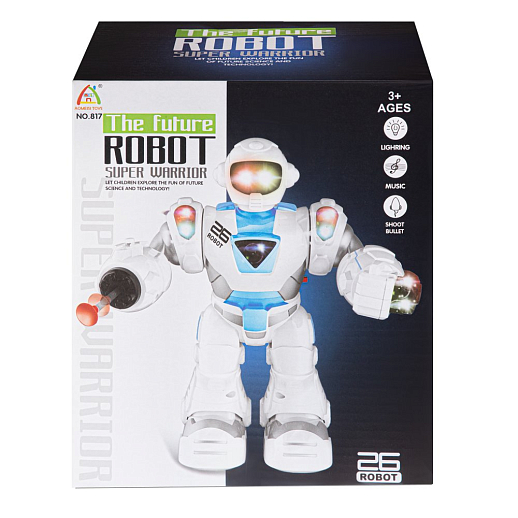 Робот на батарейках, стреляет ракетами, ходит, свет, звук, цвет белый/голубой, в/к 22*19*11,3см в Джамбо Тойз #4