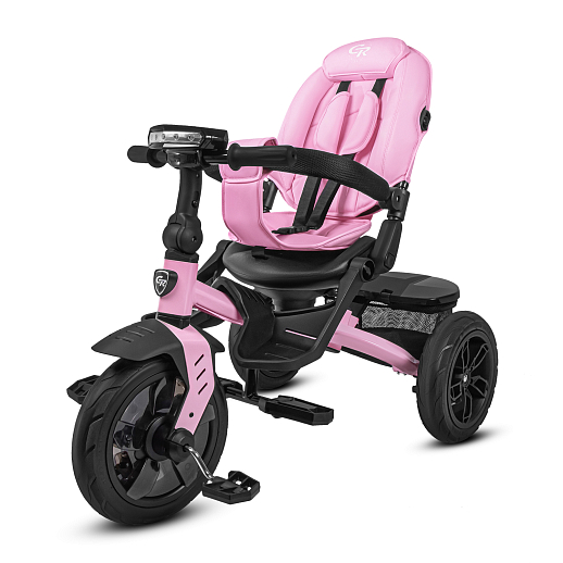 Детский трехколесный велосипед "CITYRIDE LUNAR 2.0". Пятиугольная рама, сиденье 360, складная крыша D600, подножки, надув.колеса 12/10, багажник, сумочка, фара. Цвет розовый в Джамбо Тойз #3