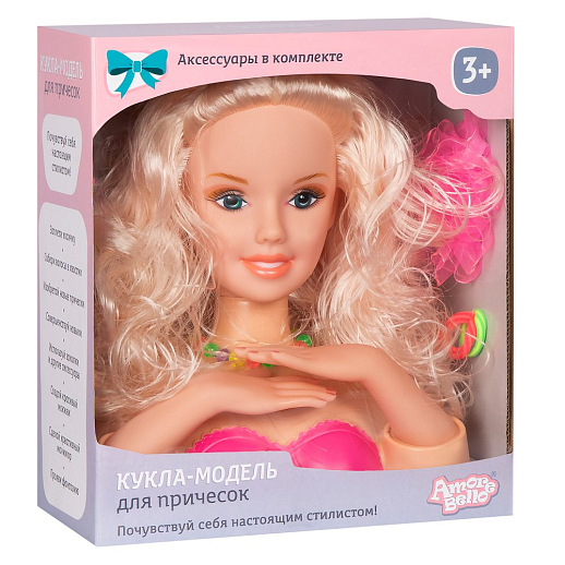 ТМ "Amore Bello" Кукла-модель для причесок и маникюра, в комплекте расческа, заколка, резинки для волос, бусы, в/к 27*11,5*25,5 см в Джамбо Тойз #2